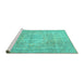 Sideview of Machine Washable Persian Turquoise Traditional Area Rugs, wshtr2929turq