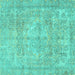 Square Persian Turquoise Traditional Rug, tr2929turq
