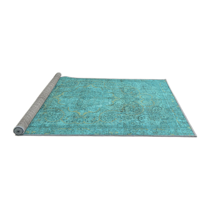 Sideview of Machine Washable Persian Light Blue Traditional Rug, wshtr2929lblu