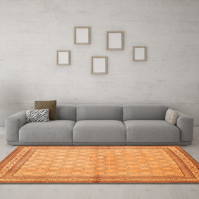Machine Washable Persian Orange Traditional Area Rugs in a Living Room, wshtr292org