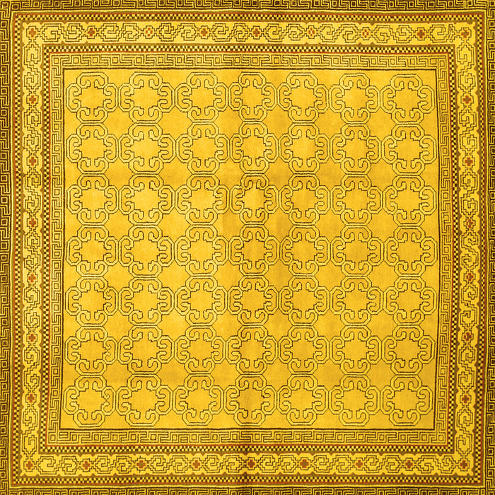 Square Machine Washable Persian Yellow Traditional Rug, wshtr292yw