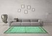 Machine Washable Persian Turquoise Traditional Area Rugs in a Living Room,, wshtr292turq