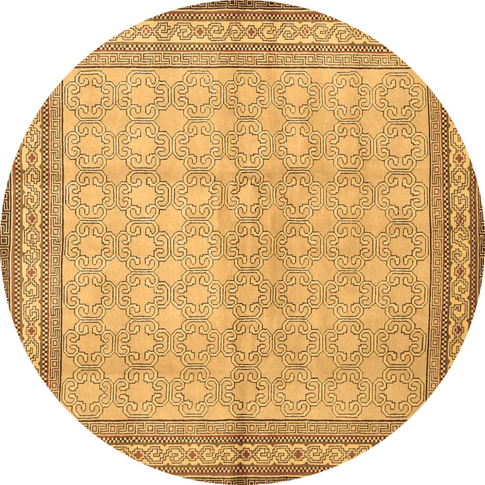 Round Persian Brown Traditional Rug, tr292brn
