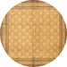 Round Persian Brown Traditional Rug, tr292brn