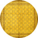 Round Persian Yellow Traditional Rug, tr292yw