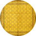 Round Machine Washable Persian Yellow Traditional Rug, wshtr292yw