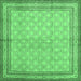 Square Machine Washable Persian Emerald Green Traditional Area Rugs, wshtr292emgrn