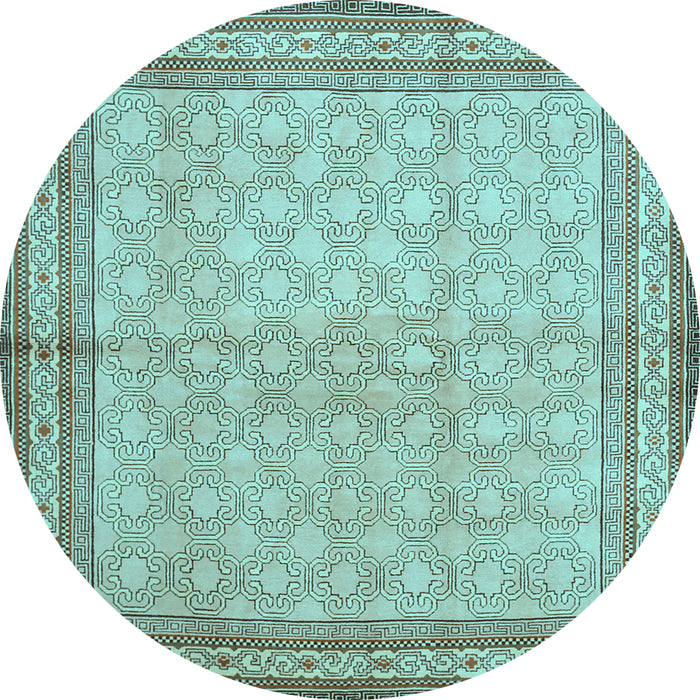 Round Machine Washable Persian Light Blue Traditional Rug, wshtr292lblu