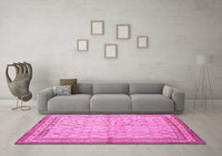 Machine Washable Persian Pink Traditional Rug, wshtr292pnk