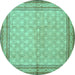 Round Persian Turquoise Traditional Rug, tr292turq