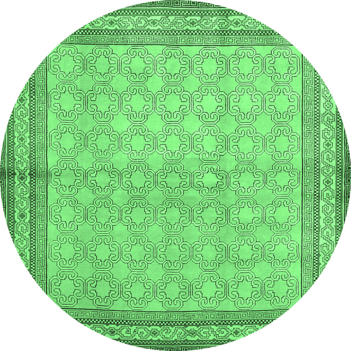 Round Persian Emerald Green Traditional Rug, tr292emgrn
