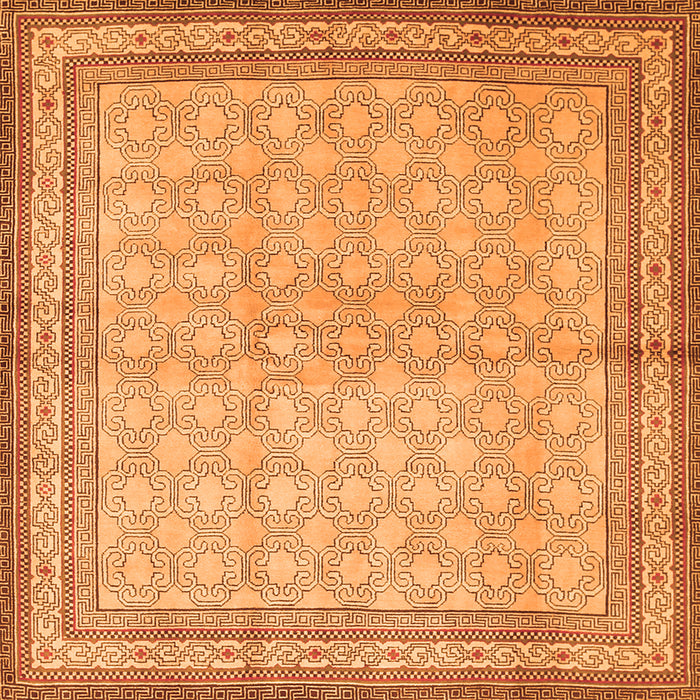 Round Machine Washable Persian Orange Traditional Area Rugs, wshtr292org