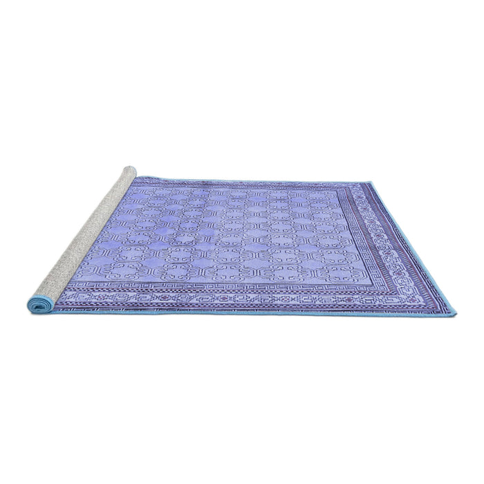 Sideview of Machine Washable Persian Blue Traditional Rug, wshtr292blu
