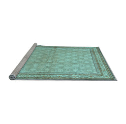 Sideview of Machine Washable Persian Light Blue Traditional Rug, wshtr292lblu