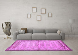 Machine Washable Persian Purple Traditional Area Rugs in a Living Room, wshtr292pur
