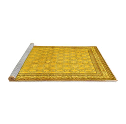 Sideview of Machine Washable Persian Yellow Traditional Rug, wshtr292yw