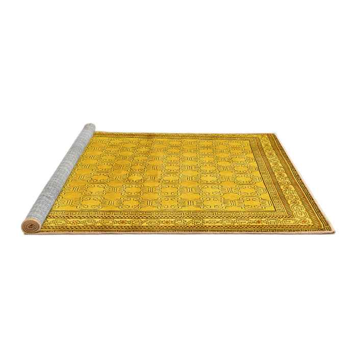 Sideview of Machine Washable Persian Yellow Traditional Rug, wshtr292yw