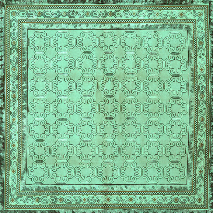 Square Machine Washable Persian Turquoise Traditional Area Rugs, wshtr292turq