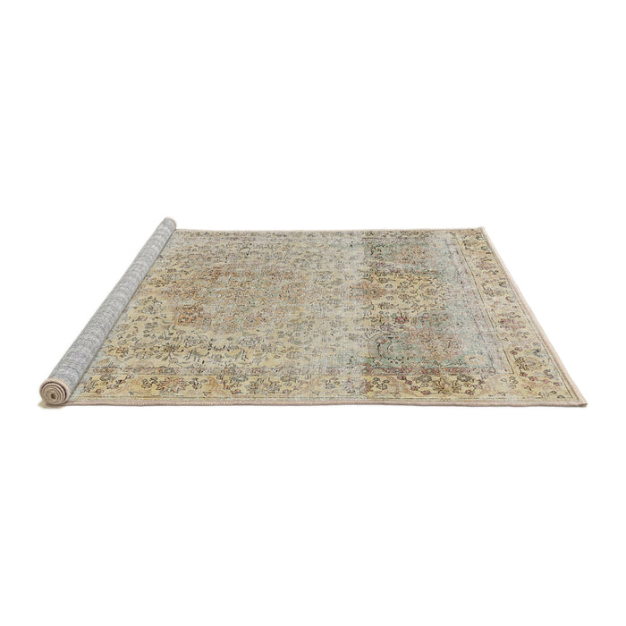 Sideview of Machine Washable Traditional Camel Brown Rug, wshtr2930