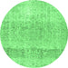 Round Persian Emerald Green Traditional Rug, tr2930emgrn