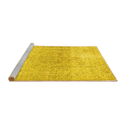 Sideview of Machine Washable Persian Yellow Traditional Rug, wshtr2930yw