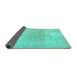 Sideview of Persian Turquoise Traditional Rug, tr2930turq