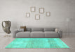 Machine Washable Persian Turquoise Traditional Area Rugs in a Living Room,, wshtr2930turq