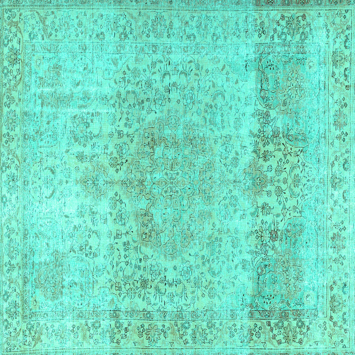 Square Machine Washable Persian Turquoise Traditional Area Rugs, wshtr2930turq