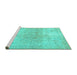 Sideview of Machine Washable Persian Turquoise Traditional Area Rugs, wshtr2930turq