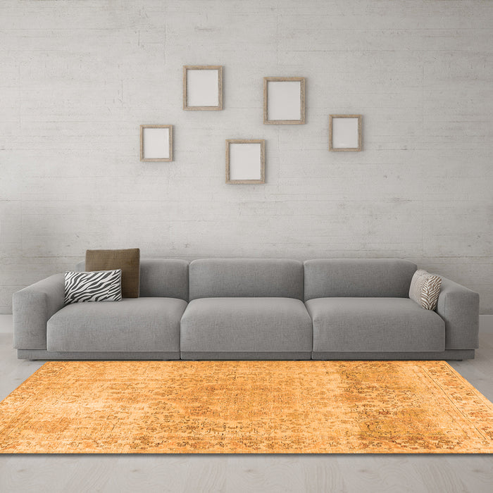 Machine Washable Persian Orange Traditional Area Rugs in a Living Room, wshtr2930org
