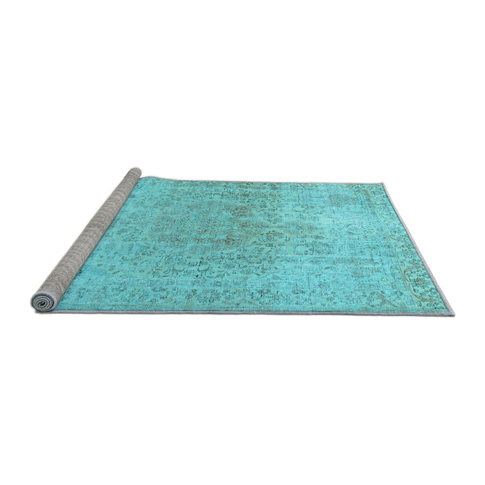 Sideview of Machine Washable Persian Light Blue Traditional Rug, wshtr2930lblu