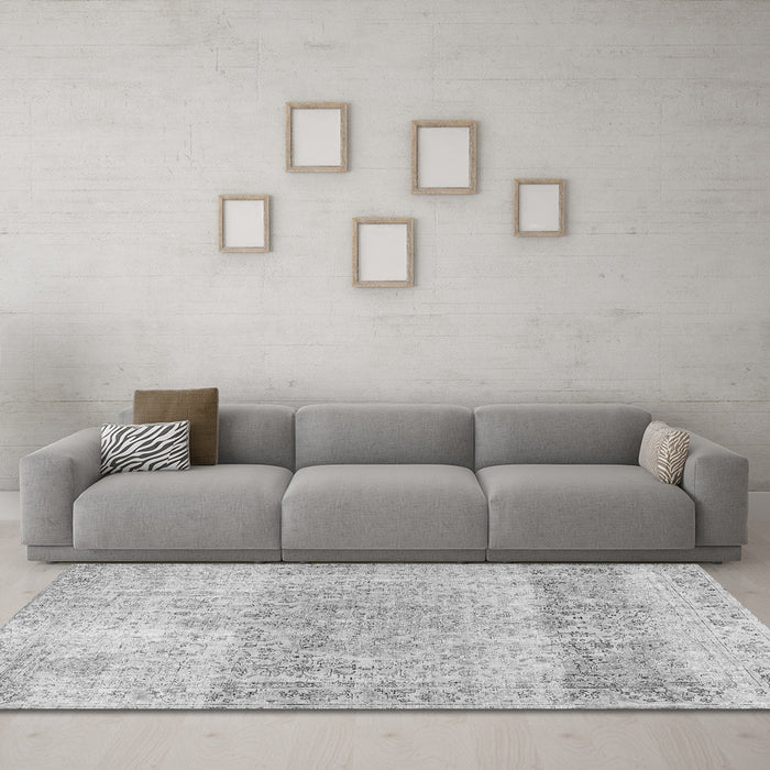 Machine Washable Persian Gray Traditional Rug in a Living Room,, wshtr2930gry