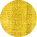 Round Machine Washable Persian Yellow Traditional Rug, wshtr2930yw