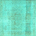 Square Persian Turquoise Traditional Rug, tr2930turq