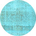 Round Persian Light Blue Traditional Rug, tr2930lblu