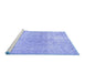 Sideview of Machine Washable Persian Blue Traditional Rug, wshtr2930blu