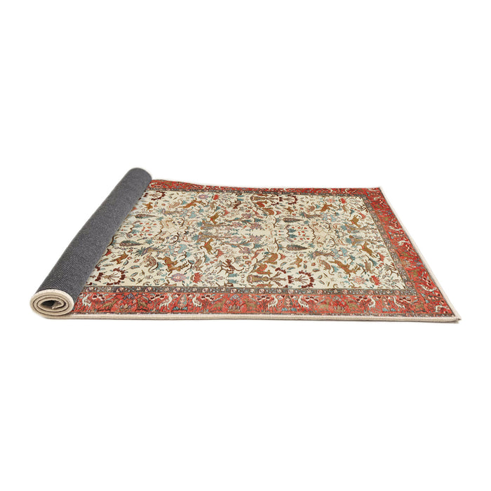 Sideview of Traditional Desert Sand Beige Animal Rug, tr2931