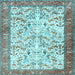 Square Animal Light Blue Traditional Rug, tr2931lblu