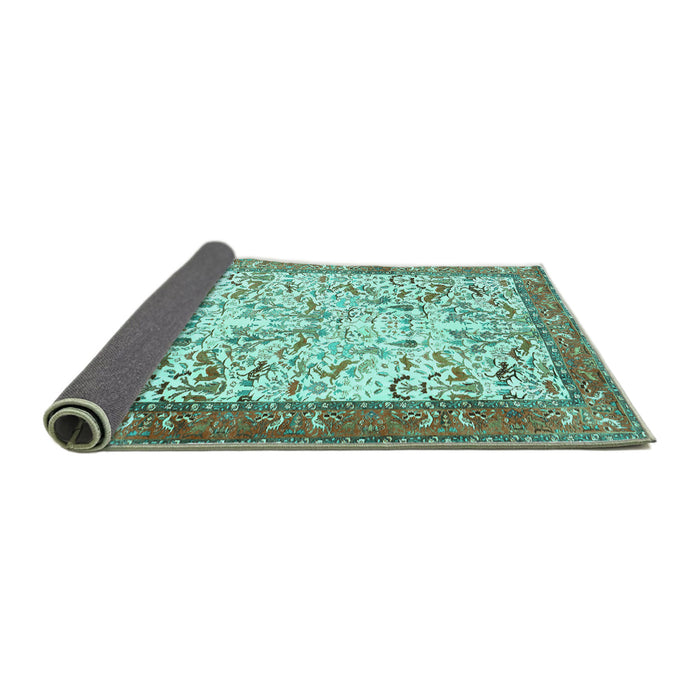 Sideview of Animal Turquoise Traditional Rug, tr2931turq