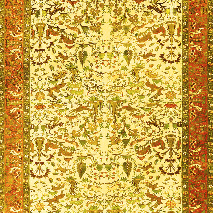 Machine Washable Animal Yellow Traditional Rug, wshtr2931yw