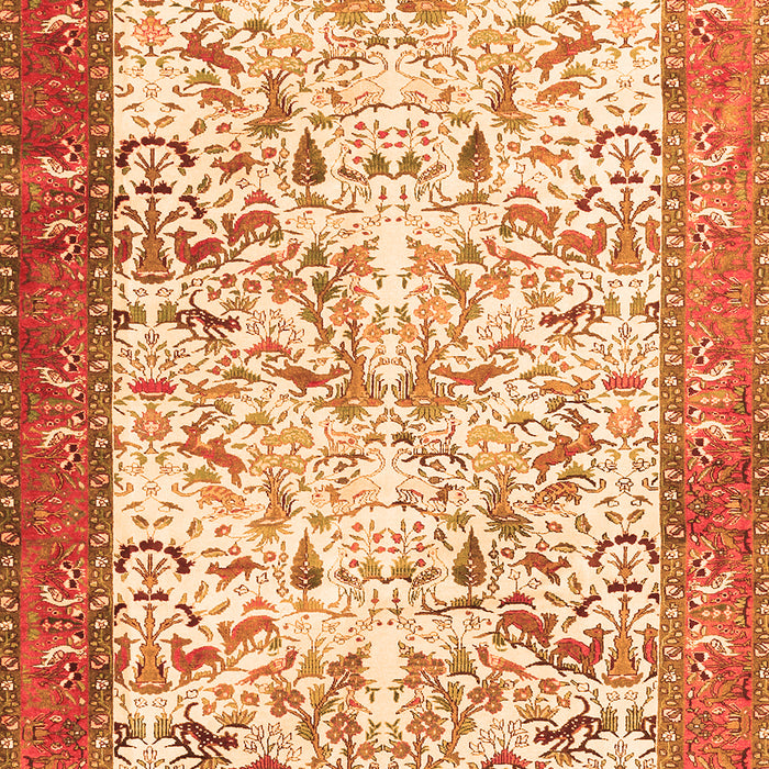 Serging Thickness of Machine Washable Animal Orange Traditional Area Rugs, wshtr2931org
