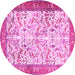 Round Machine Washable Animal Pink Traditional Rug, wshtr2931pnk