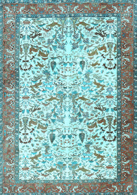 Animal Light Blue Traditional Rug, tr2931lblu