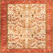 Round Machine Washable Animal Orange Traditional Area Rugs, wshtr2931org