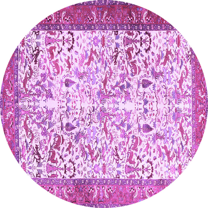 Round Machine Washable Animal Purple Traditional Area Rugs, wshtr2931pur