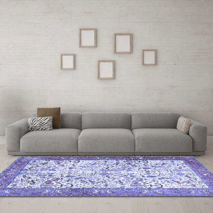 Machine Washable Animal Blue Traditional Rug in a Living Room, wshtr2931blu