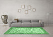 Machine Washable Animal Emerald Green Traditional Area Rugs in a Living Room,, wshtr2931emgrn