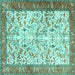 Square Machine Washable Animal Turquoise Traditional Area Rugs, wshtr2931turq