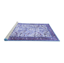 Sideview of Machine Washable Animal Blue Traditional Rug, wshtr2931blu