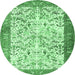 Round Animal Emerald Green Traditional Rug, tr2931emgrn